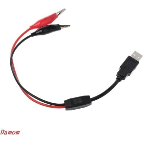 Copper Alligator Clips with Wire Male USB Connector Test Leads Crocodile Clamp Damom