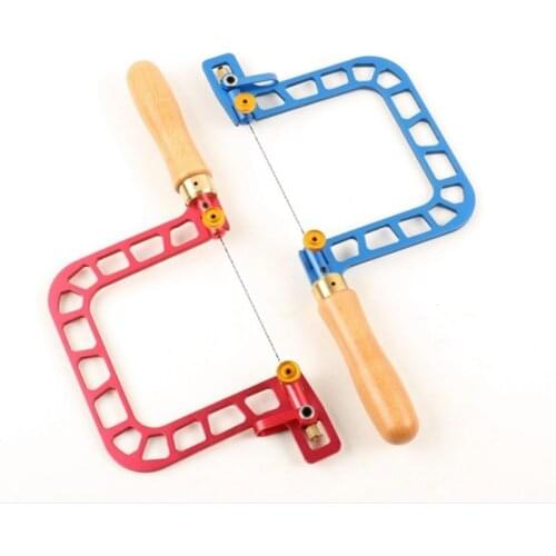 Coping Saw Steel Frame Cutting Multifunctional Hand Tool for Wood Stone Jade Metal, Blue and Red, 3 In / 4 In