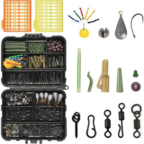 297Pcs/box Carp Fishing tackle Terminal carp rig tool kit Rubber sleeve Rolling swivel quick link connect fishing accessories