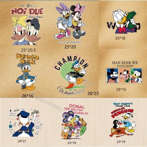 Donald Duck Daisy Iron on Clothes Patches Disney Mickey Minnie Mouse Hot Transfer Patch Shirt Bag DIY Decration Cartoon Sticker