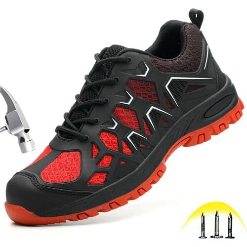 New Safety Work Shoes Men Steel Toe Casual Anti-smashing Puncture Proof Boots Casual Mesh Breathable KPU Outdoor Hiking Shoes