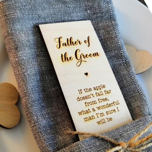 Father of the Groom Wooden Place Card,Personalize Rustic Wedding Decor,Wedding Gifts For Guests,Wedding Decor, Napkin Rings