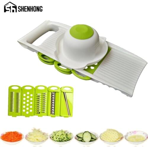 SHENHONG Vegetable Cutter Multifunctional Mandoline Slicer with 5 Interchangeable Stainless Steel Blades Peeler Slicer Grater