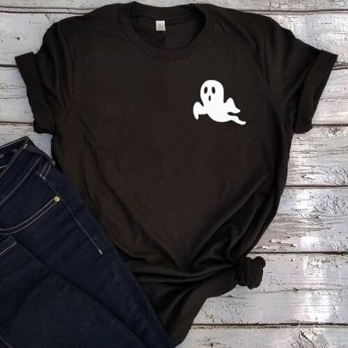 Halloween Ghost Shirt Shirt Fashion Party Funny Graphic Cotton Women Tshirts O Neck Casual Short Sleeve Tees 100%cotton