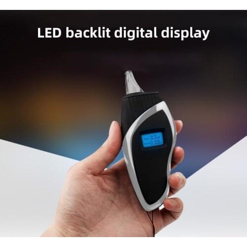 Handheld Digital Display Backlight Breath Alcohol Tester with 5 Mouthpieces Auto parts