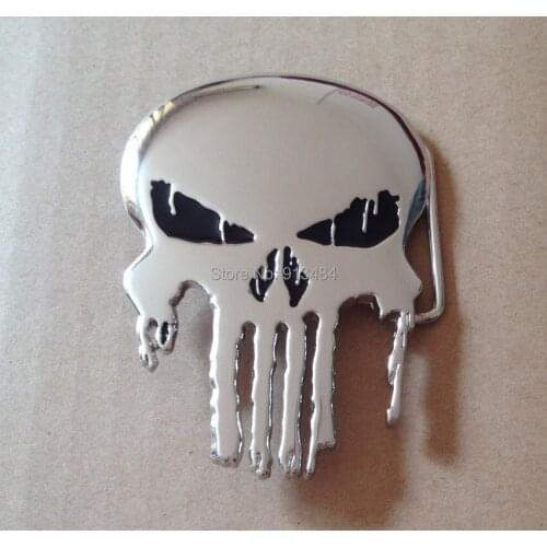 Silver Punisher belt buckle with pewter finish JF-B1076 suitable for 4cm wideth belt with continous stock free shipping