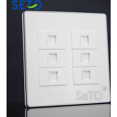 SeTo 120 Type 6 Ports RJ45 Cat5e Network Lan Socket Panel Outlet Wall Plate Keystone Faceplate