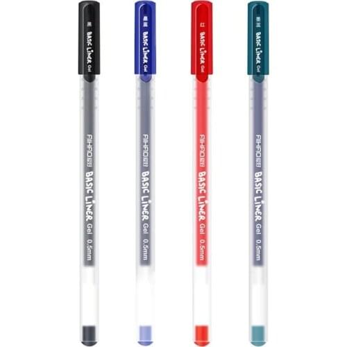4 Pcs Basic Liner Roller Ball Pen for Writing Signature 0.5mm Ballpoint 4 Color Gel Ink Pens Office Tools School Supplies