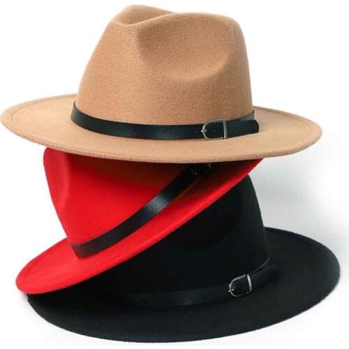 Womens Felt Hat Winter Fedora Hat Wide Brim 7CM Imitation Woolen Classic British Autumn Laday Jazz Streetwear Felt Hats for Men