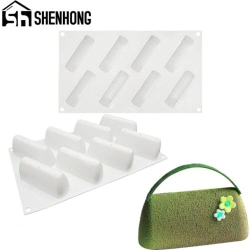 SHENHONG Silicone Cake Mold Shoulder Bag Shaped Mousse Dessert Mould Milky 8 Cavity Pastry Pan Cake Decoration Baking Tools
