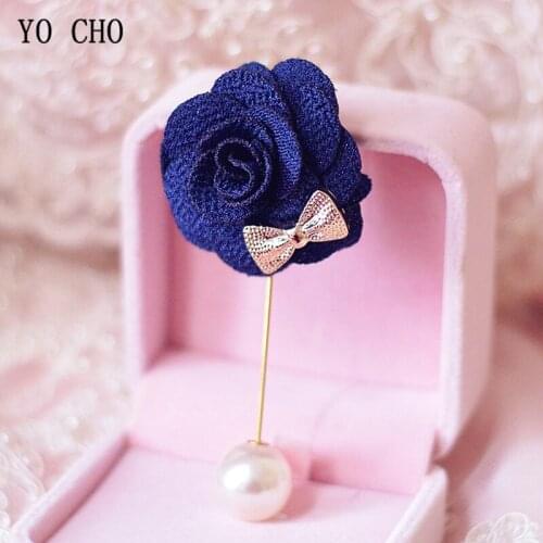 YO CHO Wedding Bridal Brooch Fabric Rose Groom Boutonniere Wedding Corsage Pin Flower Wedding Planner Marriage Corsage Flowers