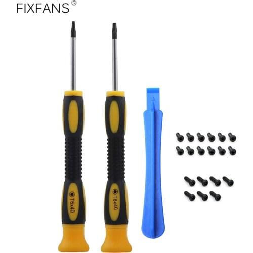Torx T6 and Torx T8H Security Screwdriver with 19pcs Replacement Screws for Xbox 360 for Xbox One Controller Repair Tools Kit