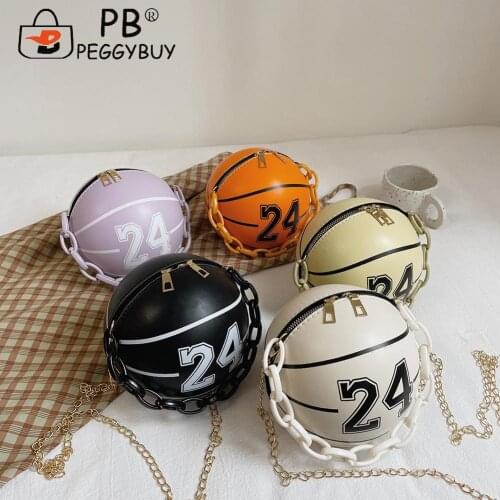 Vintage Women Shoulder Bag Women Digital Printing PU Shoulder Ball Single Chain Spherical Crossbody Girl Bags