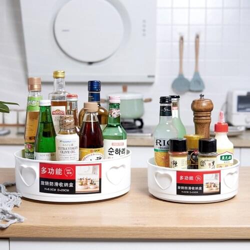 360 Rotating Seasoning Storage Trays Storage Box For Home Kitchen Multifunctional Non-slip Snack Tray Spice Racks