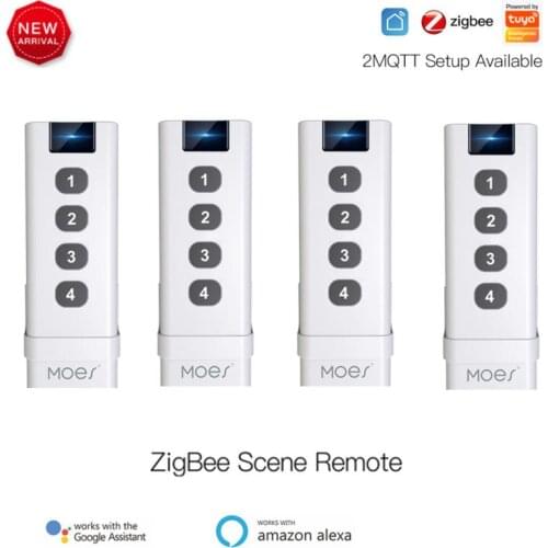 ZigBee Smart Home Wireless Scene Switch 4 Gang Remote Portable Tuya Zigbee Hub Required No Limit To Control Devices Smart Life