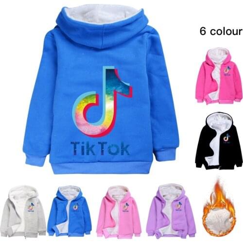 TIK TOK girls Cartoon Winter fur coat children outerwear girls cotton thick warm hoodies jacket boys kids clothes
