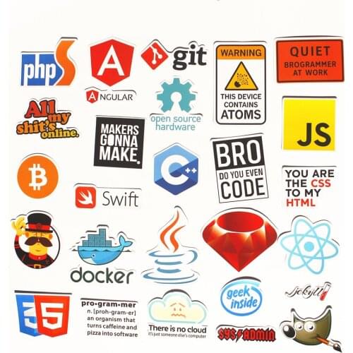 30pcs Waterproof Internet theme Sticker For Geek programmer cloud data Represent yourself java C++ phpStickers