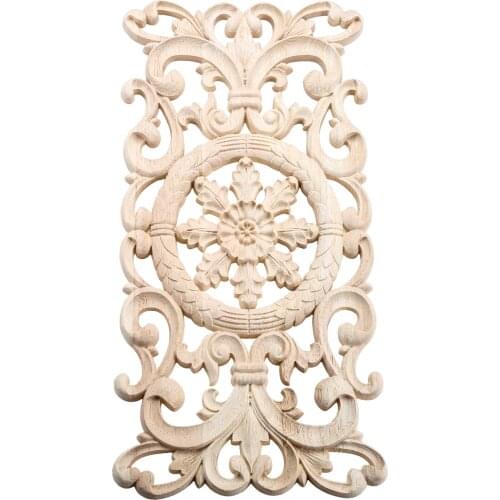 39*20cm Woodcarving Decals Carved Corner Flower European Home Decoration Cabinet Door Bed Decorative Patch Onlay Wood Applique