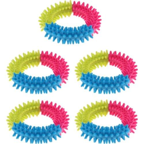 5pcs Pet Dog Chew Toys for Teething and Training Interactive Playing - Rubber Ring Doggie Toys