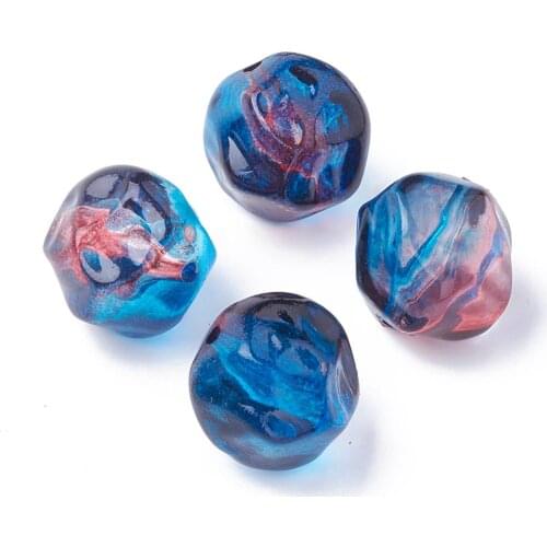 500 g Two Tone Transparent Spray Painted Acrylic Bead, Round, Blue, 18x18x18mm, Hole: 2mm, about 135pcs/500g