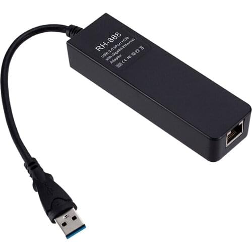 USB Gigabit Ethernet Adapter 3 Ports USB 3.0 HUB USB to Rj45 Lan Network Card For Macbook Mac Desktop + Micro USB Charger Cable