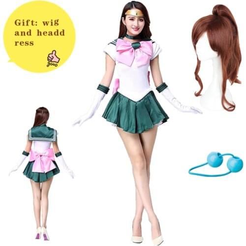 Anime Cosplay Sailor Stars Sailor Jupiter Makoto Kino Dress Cosplay Costume Halloween