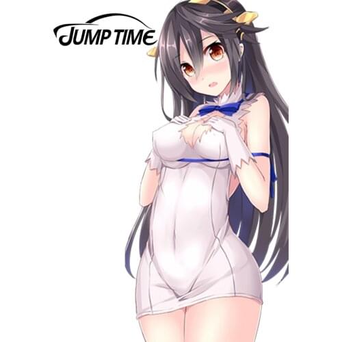 JumpTime 13cm x 9cm Car Stickers Rear Windshield Japanese Anime Kantai Sticker Haruna Sexy Girls Racing JDM Drifting Decals