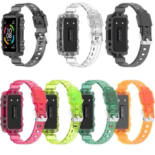 One-piece Armor Watchband For Huawei Band6 Honor Band 6 Strap and Clasp Wrist Premium TPU Protect Color Fitness Tracker Watch ba