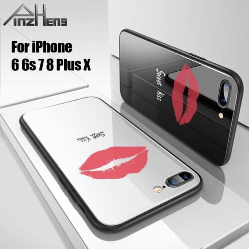 PINZHENG Fashion Red lips Mobile Phone Case For iPhone X 7 8 6 6s Slim Coque Phone Case For iPhone 6 6s 7 8 Plus Cases Cover