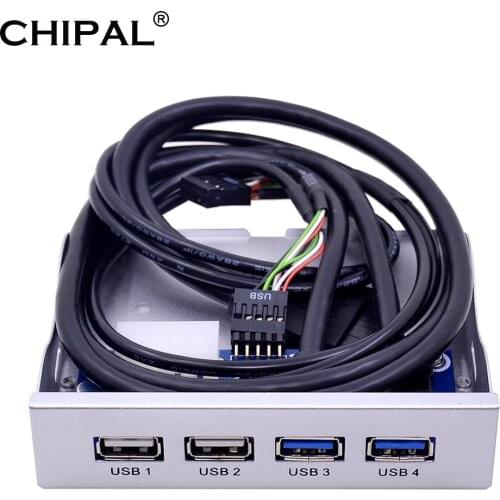 CHIPAL 5Gbps 4 Ports USB 3.0 Front Panel USB 2.0 Hub 20Pin Splitter Internal Combo Bracket Adapter for Desktop 3.5'' Floppy Bay