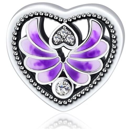 CKK Angel Wing Heart Shape Charms Fits Original Bracelet Argent 925 Sterling Silver Metal Beads for Jewelry Making perles