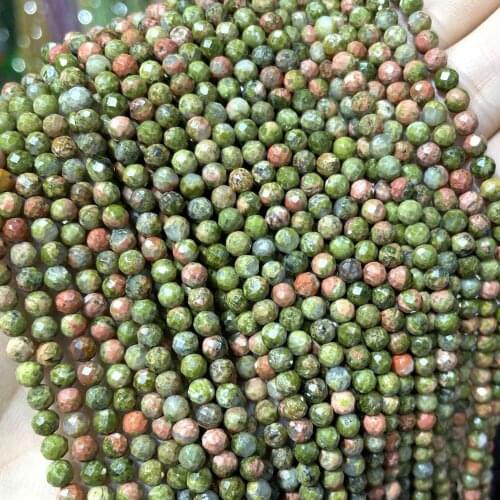2 3 4mm Natural Faceted Unakite Jaspers Gem Loose Spacer Stone Beads For Jewelry Making Charm DIY Bracelet Necklace Accessories