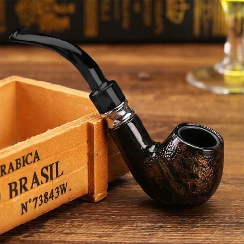 Double Filter Wood Smoking Pipe Snake Scale Resin Bend Pipes Chimney Glown Tobacco Pipe Cigar Herb Grinder Smoke For Mens Gifts