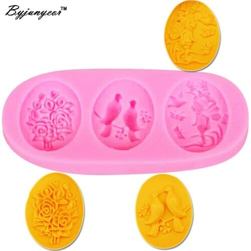 F1053 Epoxy UV Resin Birds Angel Baby Rose Flower silicone mold Fondant Cake Decorating Tools Silicone Cake Mold ,21.2*5*1.4CM