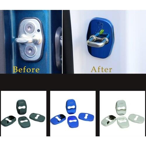 Karcng 4 pcs/set Stainless Steel Door Lock Cover for Automobile Peugeot 307 407 308 207 508 3008 2017 208 2008