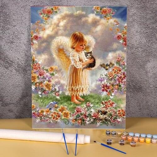 Angel Religion Paint By Numbers Complete Kit Oil Paints 50*70 Picture By Numbers Photo Handmade Crafts Adults Wholesale
