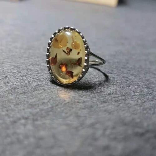 S925 sterling silver real natural amber ring for women men selected good gemstone Each piece is a precious gift from nature uniq