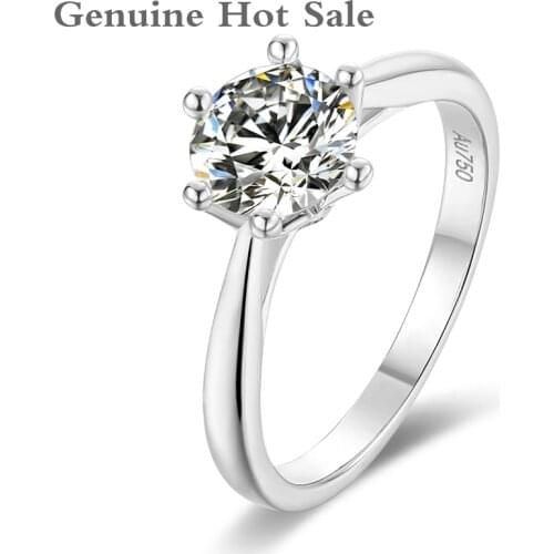 Moissanite Ring 1ct 6.5mm VVS1 Round Cut D Color Lab Jewelry Love Token Woman Girlfriend Courtship Gift With Certificate