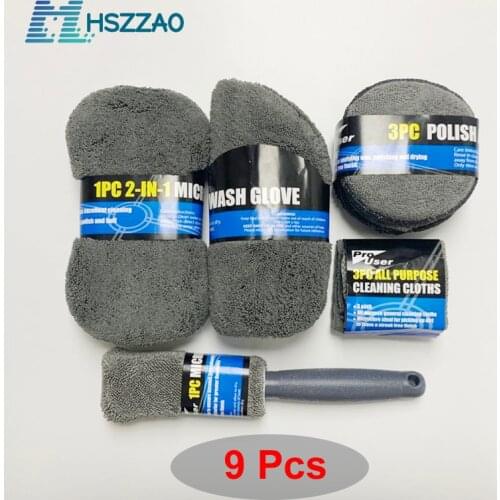 Car Cleaning Kit Car Wash Supplies Microfiber Towel Detailing Car Wheel Brush Waxing Sponge Combination Car Cleaning Tools