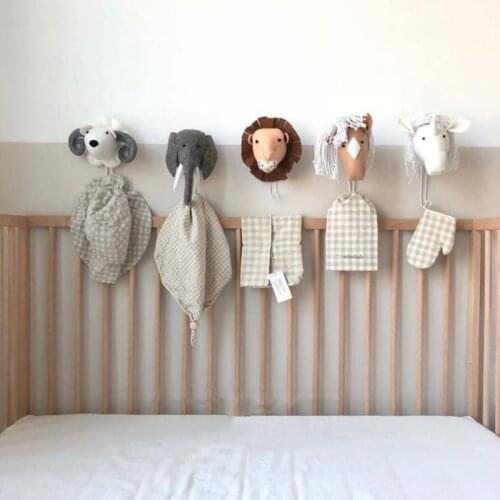Wool Felt Animal Head Hooks For Home And Kitchen Bedroom Children Room Home Decoration Wall Hook Cute Towel Clothes Hat Hooks
