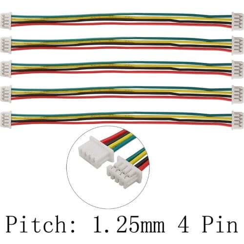 Mini Micro JST 1.25mm 4 Pin Female to Female / Double end Sockets Plug Connectors With Wire Cables 10MM 15MM 20MM 30MM
