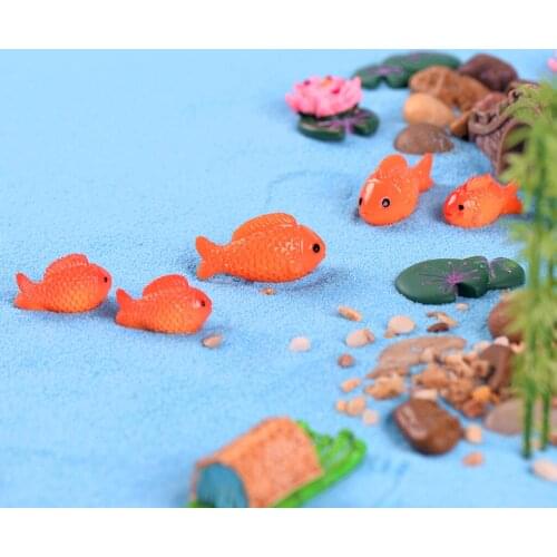 10Pcs Resin Miniature Red Fish Figurines For Terrariums Dollhouse Bonsai Fairy Garden Ornament DIY Micro Landscape, S