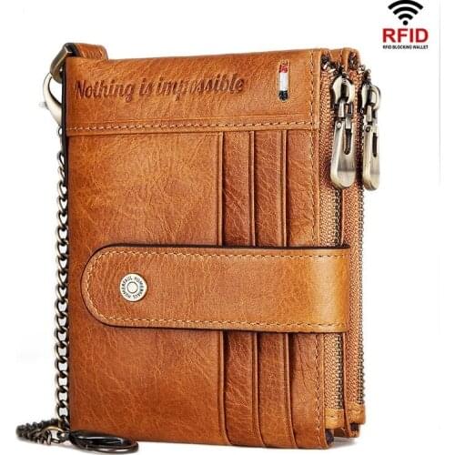 Youpin RFID men Cowhide leather wallet anti-theft wallet Multi-card card package Crazy Horse Leather Coin Purse