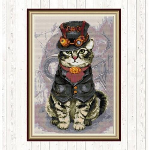 Mighty Cat Handmade 14CT 11CT Counted Stamped Cross Stitch Embroidery Kit DMC Cotton Thread Printed Canvas DIY Needlework Crafts