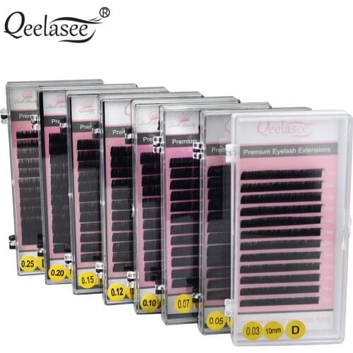 Qeelasee 20pcs/lot mink eyelash extension fake eyelashes false individual eyelashes premium mink cilia lashes makeup eyelashes
