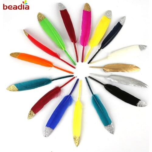 2018 New Arrival 10 Pcs/bag 12-16cm Gold/Silver Colorful Dyed Beautiful Goose Feathers DIY Sewing Home Decor Accessories