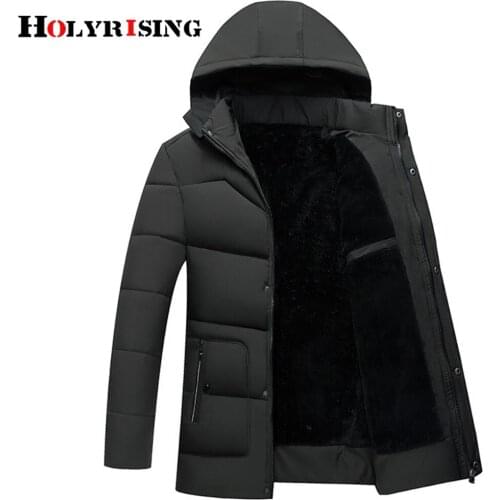 Holyrising Parkas Hombre Invierno Thicken Winter Cotton Coat Men Jackets Coats Pockets Zipper Overcoat Windproof Wear 18445-5