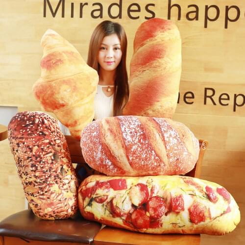 80cm Simulation Cream Bread Plush Pillow Toys 3D Print Hotdog Bread Sofa Cushion Office Home Backrest Waist Pillow Creative Gift