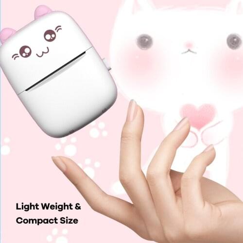 Portable Thermal Printer MINI CAT Print Paper Photo Pocket Thermal Printer Printing Wireless Bluetooth Android IOS Printers