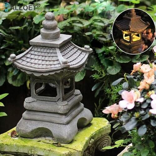 Retro Resin Palace Solar Lights Craft Sculpture Lamp Home Outdoor Garden Decoration Lawn Lamp Terrace Ornaments Landscape Light